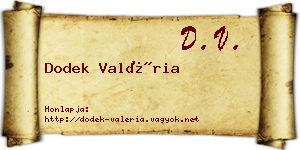 Dodek Valéria névjegykártya